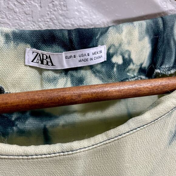 ZARA Batik Tie-Dye Viscose Tunic Top Blue White Abstract Dye- Size Small - Picture 6 of 9